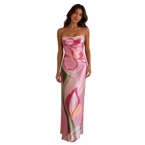 Abercrombie & Fitch Dresses & Skirts - NWT Abercrombie & Fitch Pink Floral Satin Maxi Dress XS Tall Slip Dress